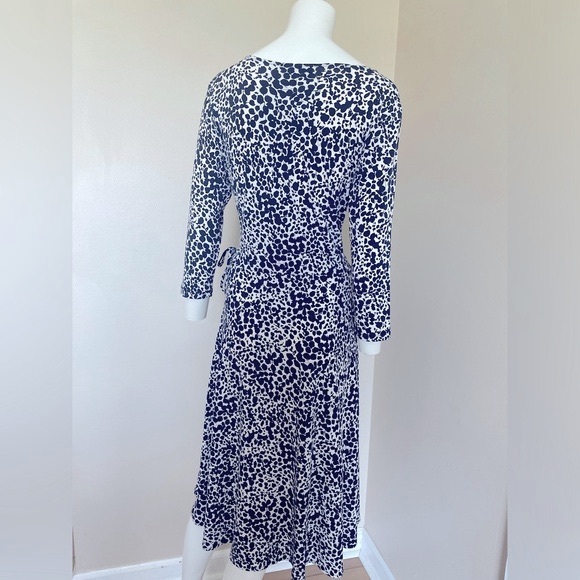 Talbot Faux Wrap Black White Floral Jersey Dress Long Sleeve Stretch 10 Petite - Picture 4 of 9